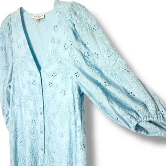 HALE BOB Gail Maxi Dress - Blue Floral Eyelet Women’s Size Small- Belt not incl - Picture 5 of 16